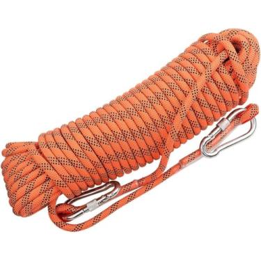 Imagem de Corda De Escalada Bluoa 12mm 49ft 82ft 115ft 148ft 295ft Cordas De Segurança Estáticas Ao Ar Livre Com Mosquetão Arist Tree Climbig Rescue Grapplig Lifelie Escape Absei, Orange, 12mm x 35m