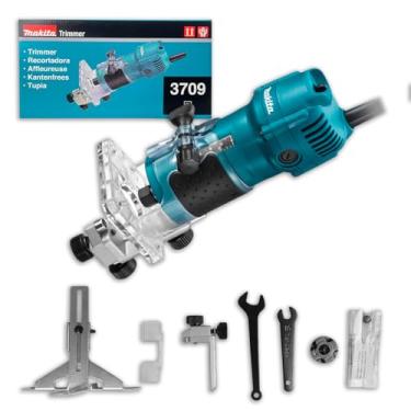 Imagem de MAKITA Tupia Manual 3709 530W 30000RPM Base Articulada c/Ajuste de Profundidade para Marceneiro, Corte Preciso em Madeira MDF Compensado e Bordas 110v