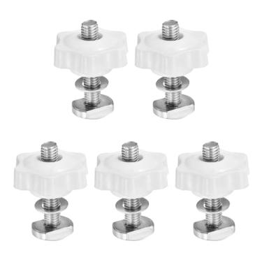 Imagem de PATIKIL t Kit de manípulos de parafusos de trilha, conjunto de 10 parafusos roscados M8 x 40 mm x 38 mm com arruelas e porcas de maçanetas de 6 estrelas, acessórios de trilho para gabaritos e