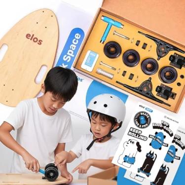 Imagem de Elos Skates Mini Longboard Cruiser - Prancha Cruiser de madeira leve, portátil e durável. Para iniciantes e pilotos experientes ([edição presente] DIY - bordo transparente)