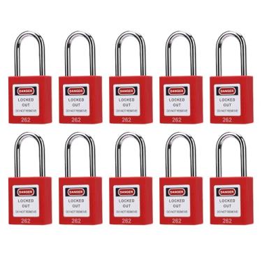 Imagem de OPPWONG Conjunto de 10 Fechaduras de Bloqueio e Etiquetagem, Fechaduras de Bloqueio de Segurança Industrial Com Chave Diferente, 2 Chaves por Fechadura Mecanismo