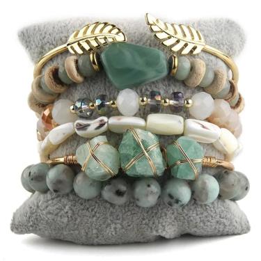 Imagem de Conjunto de pulseiras Bohemian Stacked para mulheres feito à mão com miçangas