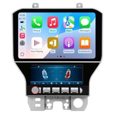 Imagem de Rádio automotivo de 11,5 polegadas para Ford Mustang (GT) 2015-2022 atualização estéreo com tela sensível ao toque QLED 2K, controle de ar condicionado, 4G + 64G, Android 13, navegação GPS Bluetooth