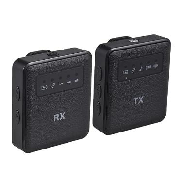 Imagem de Matybobe Microfone sem fio de 2,4 G com clipe de colarinho, microfone e receptor com clipe, sistema de microfone recarregável portátil para entrevista, show ao vivo, vlog, ensino, reunião, discurso