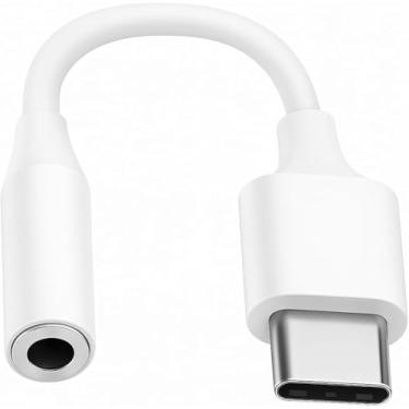 Imagem de Adaptador de Áudio USB Tipo-C para P2 3.5mm, Conversor Digital para Fones de Ouvido com Microfone, Headset Estéreo e Celulares Android, Branco