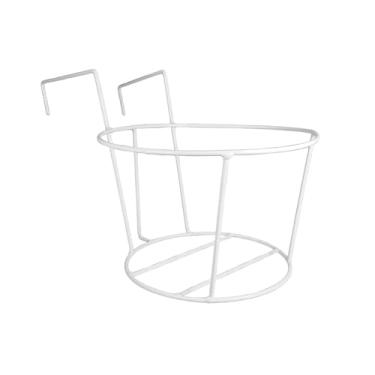 Imagem de Vasos Cesto Porta Vaso Aramado Pendurar Sacada Prédio Apartamento Grande 24cm Alça Muro(Branco)