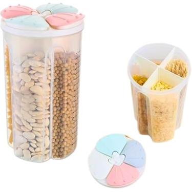 Imagem de Pote Plástico de Armazenamento com 4 Divisórias, Recipiente Organizador Multiuso, Capacidade 2,8 Litros