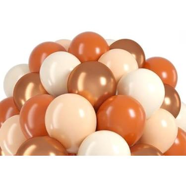 Imagem de Balões de outono pacote com 60 balões dourados laranja queimado 30 cm, terracota laranja empoeirada cobre metálico areia branco bege balão para chá de bebê outono festa aniversário ação de graças