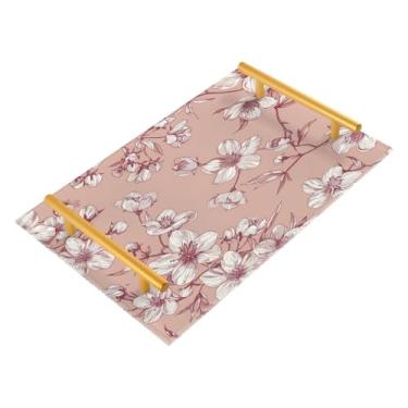 Imagem de Wassud Bandeja elegante de flores de cerejeira para banheiro, joias de acrílico, bandejas de perfume, alça de maquiagem, bandeja de cômoda para quarto e cozinha, 30 x 20 cm
