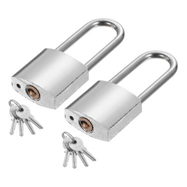Imagem de PATIKIL Trava resistente de 24,5 mm, 2 peças de cadeado de liga de aço de alta segurança com 8 chaves para janela de porta de armazenamento de contêiner de transporte de armazém (H: 60 mm