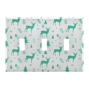 Imagem de Burbuja Capa de placa de parede para interruptor de luz de veado de árvore de inverno, placa decorativa de parede, parafusos incluídos, 3 faixas