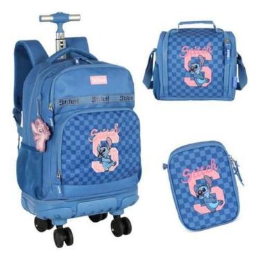 Imagem de Kit Mochila Com Rodinhas 360 Juvenil Stitch Disney - Luxcel