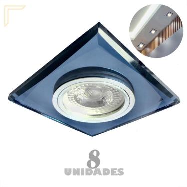 Imagem de Kit 8 Spot Embutido Cristal Espelhado Preto Corredor Gu10