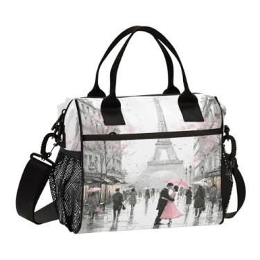 Imagem de ALAZA Art Paris Torre Eiffel Street France Lancheira térmica lancheira reutilizável grande lancheira bolsa de ombro para trabalho, piquenique, escola, M