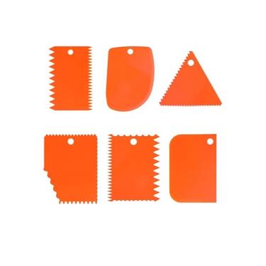 Imagem de Conjunto de 6 peças, espátula de tigela e raspador de banco, ferramenta de cortador de massa de cozinha multiuso de plástico flexível, raspadores de alimentos para massa de pão, bolo, fondant, gelo