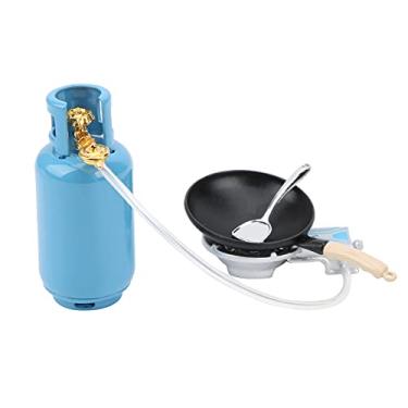 Imagem de Cryfokt Conjunto de Panelas de Fogão a Gás Em Miniatura para Decoração de Casa Em Miniatura Doméstica, Brinquedo de Fogão a Gás de Liga para Mini Acessórios de Casa, Panela de Mini Espátula 1:12