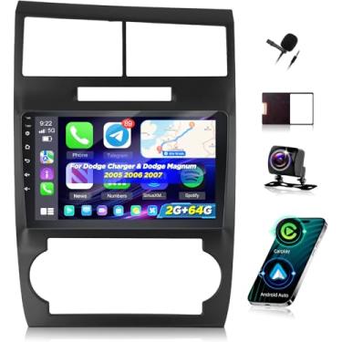 Imagem de [2+64] Rádio de carro Volxcereo para Dodge Charger e Dodge Magnum 2005 2006 2007, 22.9 cm Android Touchscreen estéreo com Carplay/Android Auto, GPS, navegação WiFi, Bluetooth, SWC, FM/RDS