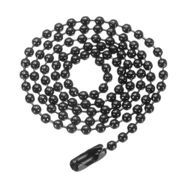 Imagem de Generic Corrente de bola de ferro 2,4 mm 39,9 cm de comprimento, colar de contas redondas com etiquetas para cães e fechos, para homens e mulheres, joias, pulseiras chaveiro, preto