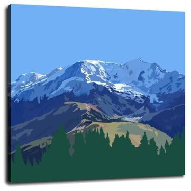 Imagem de Impressão em tela de neve Cold Mountains Poster arte de parede para casa 1 peça decorações com moldura 20.3 cmx20.3 cm