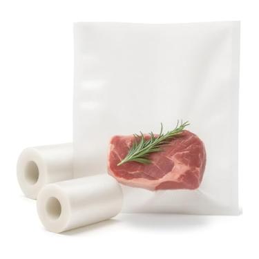 Imagem de Kit com 2 Rolos de Saco a Vácuo para Alimentos 25×500 cm Plástico com Ranhuras, Compatível com Seladora, Fácil de Cortar no Tamanho Desejado (2)