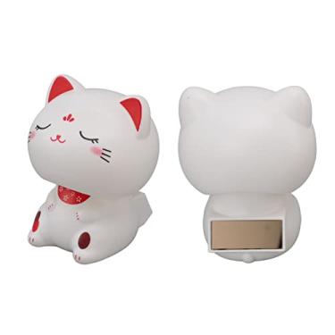 Imagem de Generic Escultura Plástica Adorável do Gato Solar da Sorte para o Painel do Carro, Detecção de Luz, para o café Escritório Em Casa (Tipo 2)