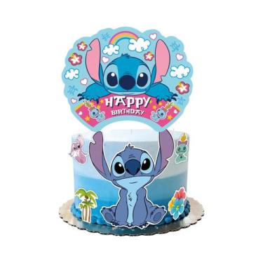 Imagem de Topo De Bolo De Aniversário Stitch Tema Disney Suprimentos Para Festa 