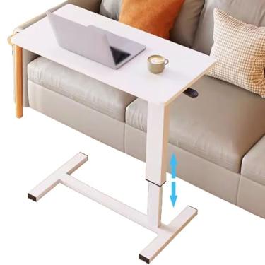 Imagem de Mesa de pé com rodinhas para sofá, mesa ergonômica para laptop, mesa de pé ajustável em altura, mesa com rodas ocultas, para escritório em casa e escola (cor: branco, tamanho: 80 * 40 * 70-90 cm)