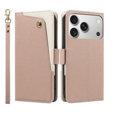 Imagem de Genérico Capa de couro com espelho For iPhone 17/17 Air/17 Pro/17 Pro MAX, capa com tampa e pulseira, suporte dobrável e proteção tudo incluído (Pink, 17 Air)