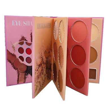 Imagem de Paleta de sombras olhos 43 cores maquiagem com livro sequin glitter mate perlado brilhos inclui blushes contornos e highlighters ideal para datas diárias festas compacta estilosa fácil transportar cri