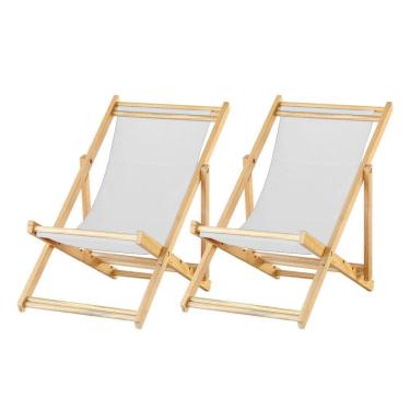 Imagem de Kit 2 Cadeira Espreguiçadeira Dobrável S-b-branco