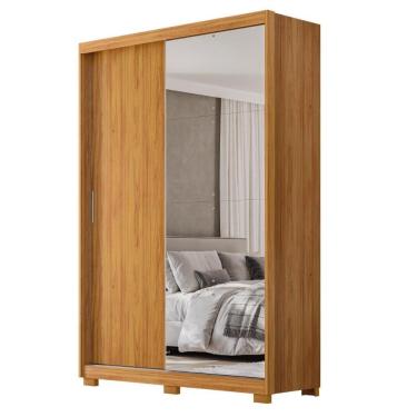 Imagem de Guarda Roupa Casal Riva 2 Portas Deslizantes Flex Cinamon Touch Com Espelho E Pés - Demóbile Cinamon Touch