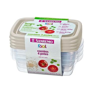 Imagem de Conjunto 4 Potes Cinza Plástico Sanremo 280ml