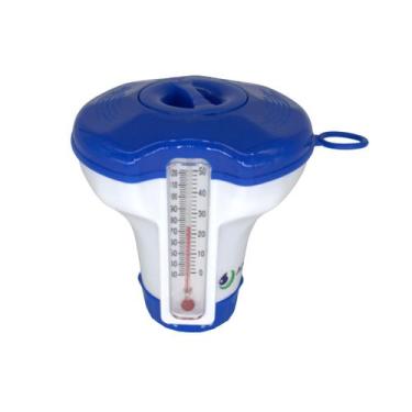 Imagem de Dosador Flutuante Com Termômetro Pequeno Para Piscina Medições e Dosag