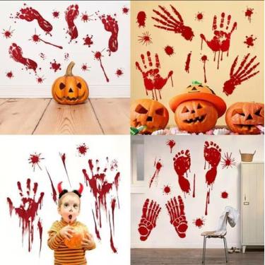 Imagem de Adesivos de parede Halloween Horror Bloody Handprint Footprint - Yiwei