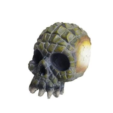 Imagem de Escultura de decoração de jardim, resina de caveira realista, 6,5 cm -