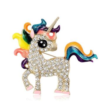 Imagem de Alfinetes de broche, unicórnio colorido para mulheres, liga de esmalte