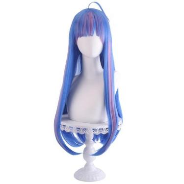 Imagem de Peruca de cosplay azul e rosa longa reta 75 cm para todas as idades - 
