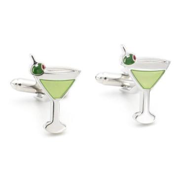 Imagem de Cufflinks Green Martini Cocktail Champagne para homens - yiweisai