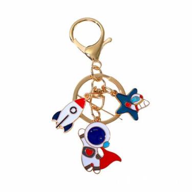 Imagem de Chaveiro Astronauta fofo com foguete e pingentes estelares - yiweisai