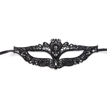 Imagem de Máscara de cosplay preta sexy de renda para festa de Halloween com mei