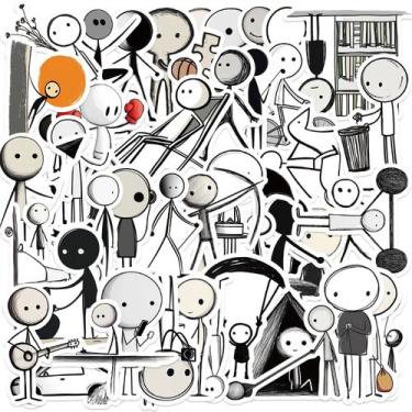 Imagem de Adesivos Blue Line Art Girl Cartoon 50 unidades à prova d'água - yiwei