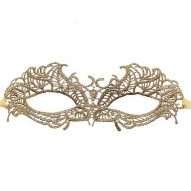 Imagem de Máscara de cosplay, festa, renda dourada, meia face, fantasia de Hallo