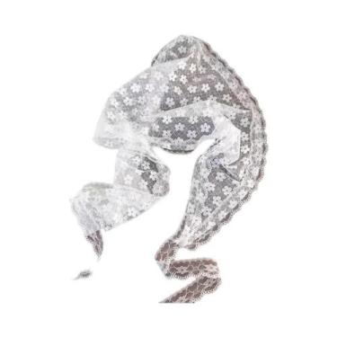 Imagem de Lenço De Cabelo Branco Com Renda Floral Para Mulheres, Acessório De Ca