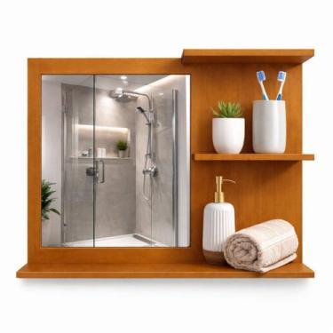 Imagem de Móvel Multiuso Com Espelho MDF Mel Para Lavabo Top - Móveis C.