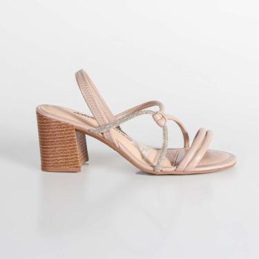 Imagem de Sandália Feminina Dakota Salto Grosso Y9961 Capuccino, Capuccino, Ouro