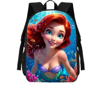 Imagem de Mochila Estojo Lancheira Escolar Princesa Sereia - Genérica, Mochila 3