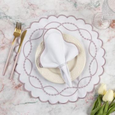 Imagem de Jogo Americano Bordado 12 Peças Mesa Posta Sousplat + Guardanapos Prem