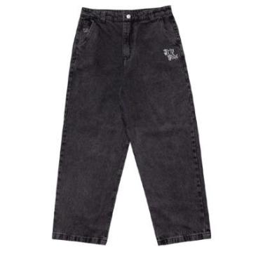 Imagem de Calça Baggy Trip Side Cruz Vermelha Estonada Preta-Masculino