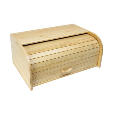 Imagem de Porta Pão de Bambu Tampa Retrátil 40x27x17cm