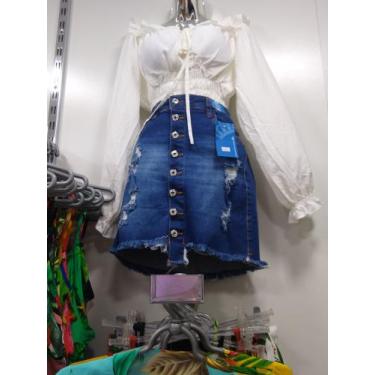 Imagem de Saia jeans com botão - Vitória fashion, 36